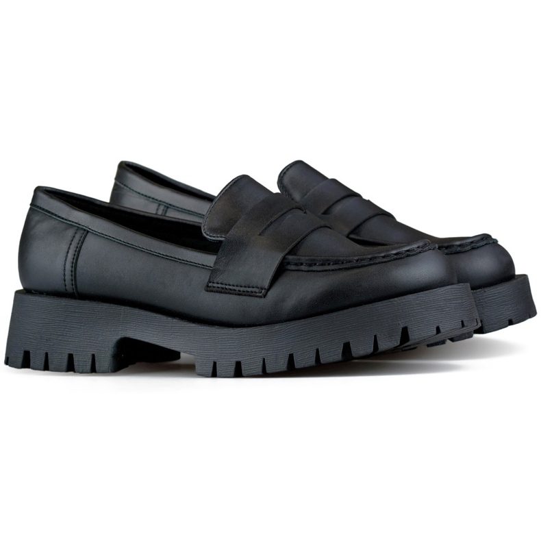 Mockasiner Svarta dam loafers gjorda av eko-läder