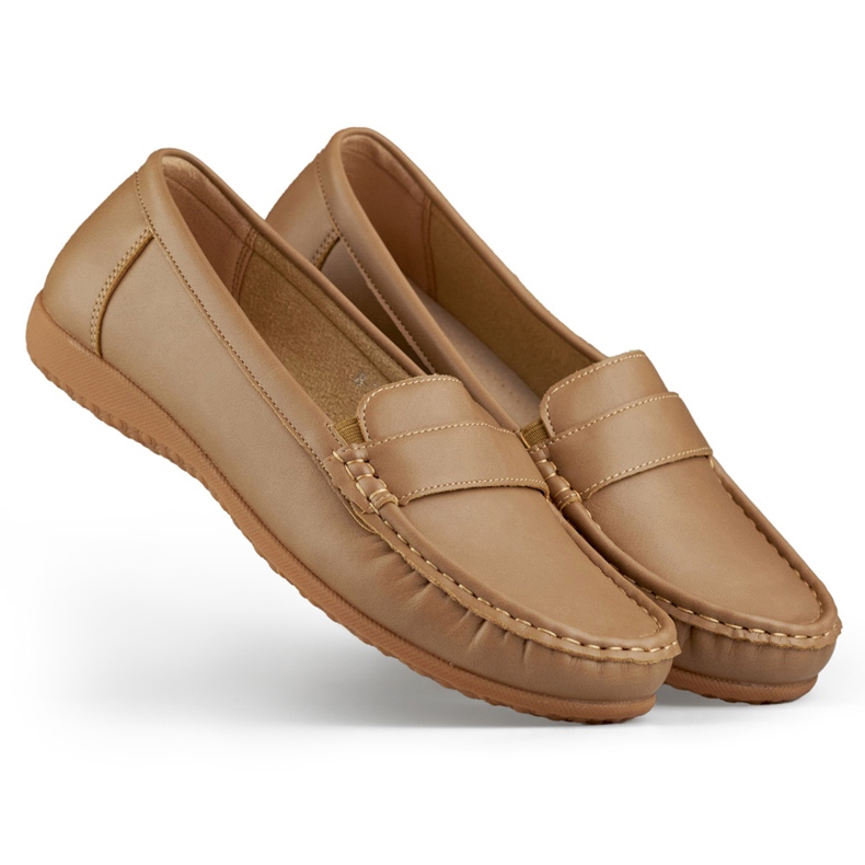 Mörkbeige bekväma dammockasiner