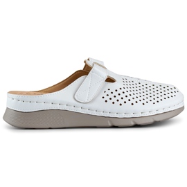 Bekväma kvinnors hälsoflipflops, genombrutna flipflops, vita kardborrflipflops