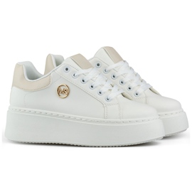 Vita sneakers med tjock sula, damsportskor