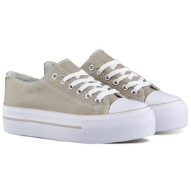 Gråa damsneakers med tjock sula