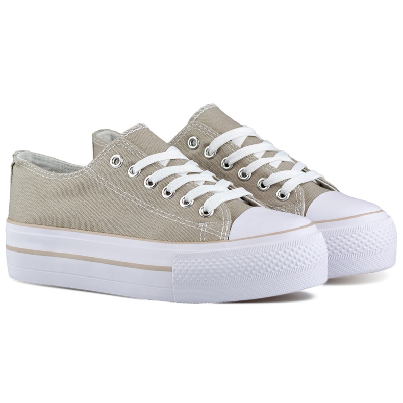 Gråa damsneakers med tjock sula