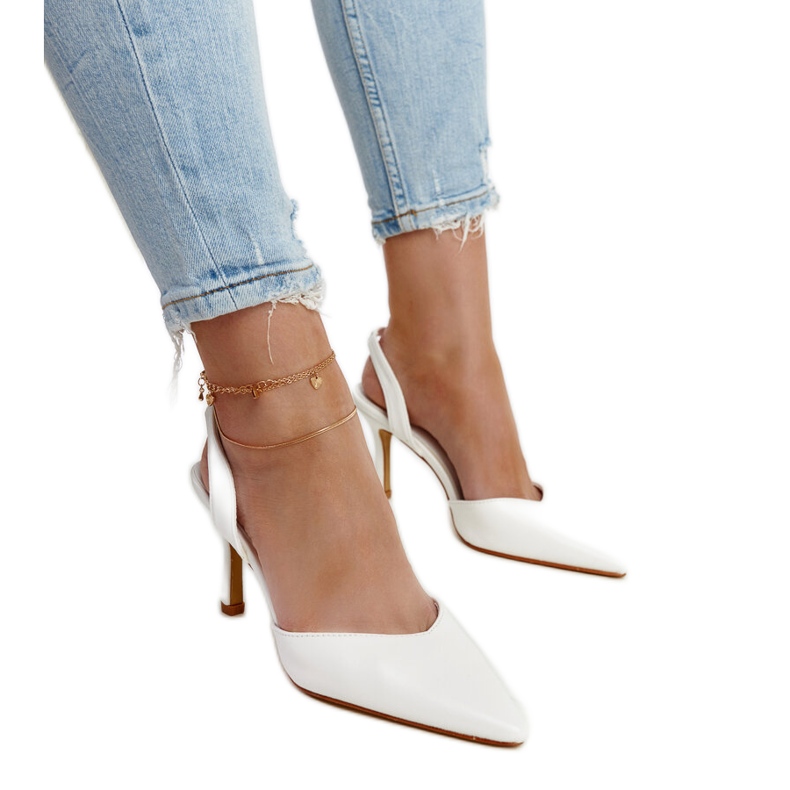 Vit öppen klack Fontanile höga klackar