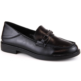 Lågklackade mockasiner i läder för kvinnor, svart Vinceza 58233