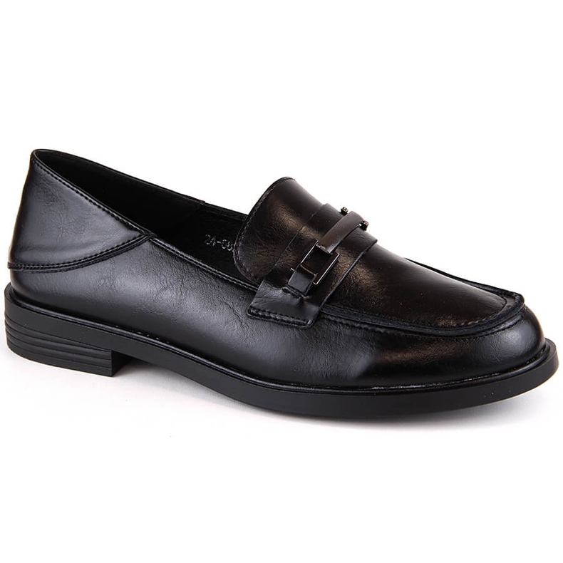 Lågklackade mockasiner i läder för kvinnor, svart Vinceza 58233