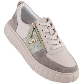 Beige kvinnors läderskor på plattformen Filippo DP6121