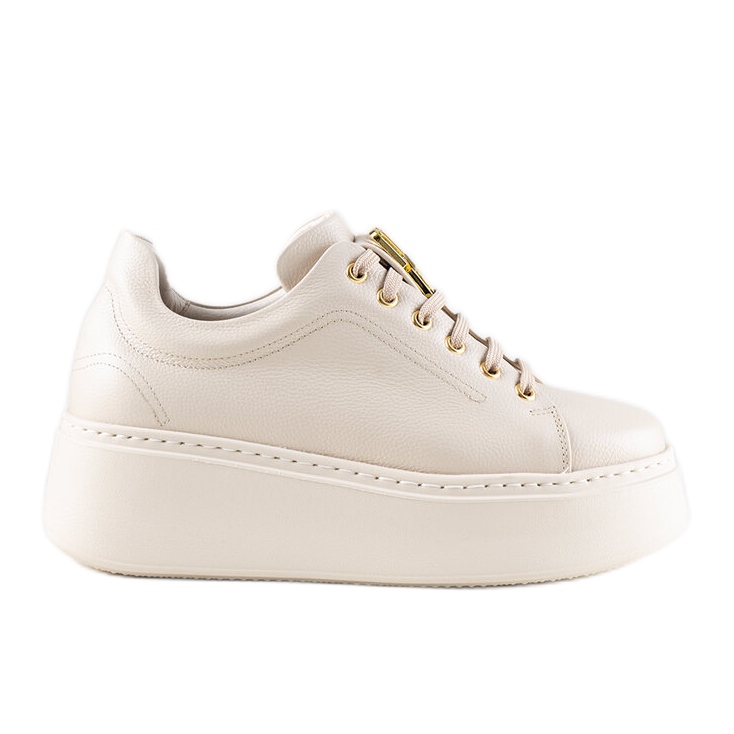 Karino sneakers i beige läder