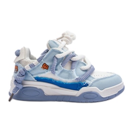 Damsneakers med tjock snörning, blå Miatora