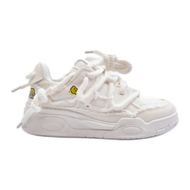 Damsneakers med tjock snörning Vit Miatora