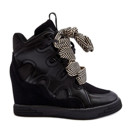 Wedge Sneakers dam Svart Leoppa
