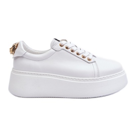 Platformsneakers i läder för kvinnor CheBello 4367 Vit