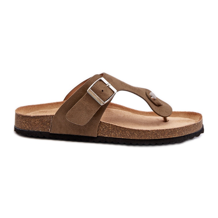 Damflipflops med kork, mörkgrön, Elina