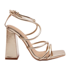 Fashionabla Josette Gold sandaler med hög klack gyllene