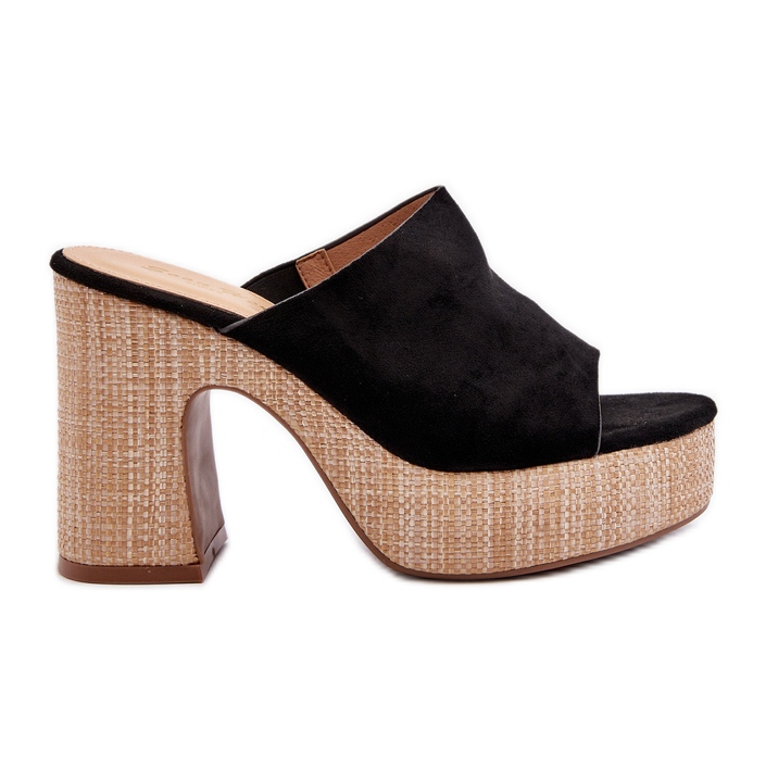 Damtofflor med höga klackar, svart, Siobhan