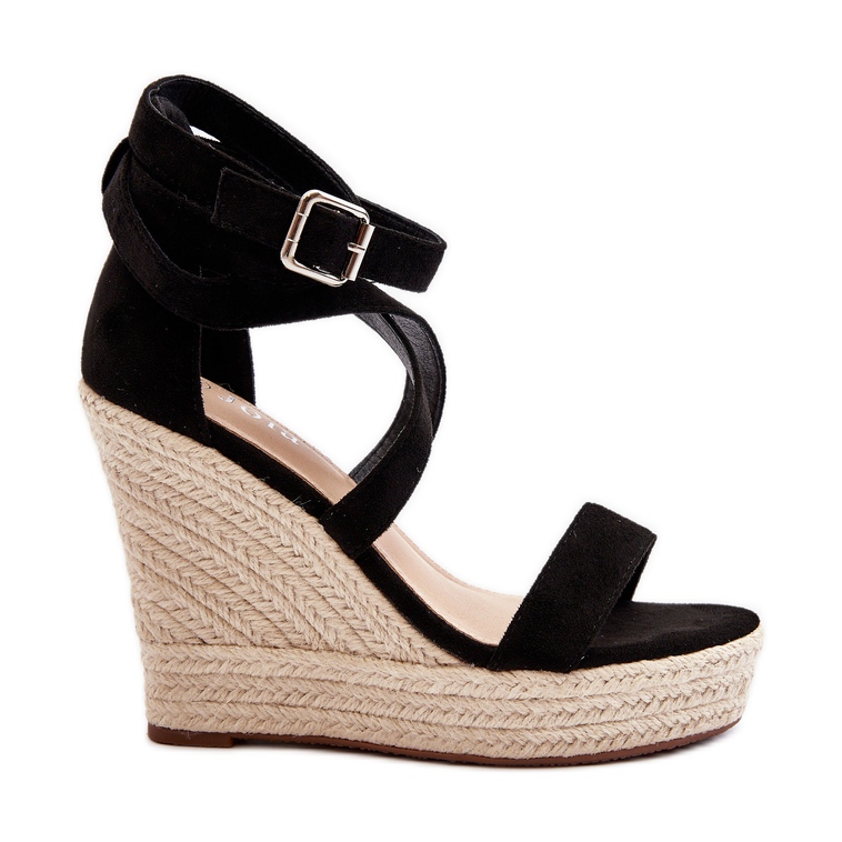 Kilsandaler med fläta, Black Salthe svart