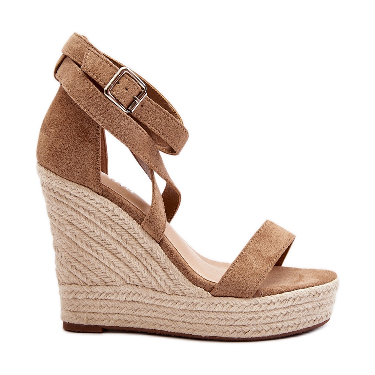 Kilsandaler med fläta, Brun Salthe beige