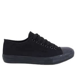 Klassiska Levens Allblack sneakers med snörning (svart sula)