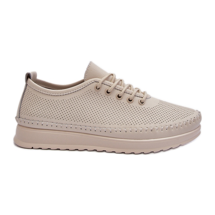 Vinceza Dam Sportskor i läder Sneakers Beige Lalnai