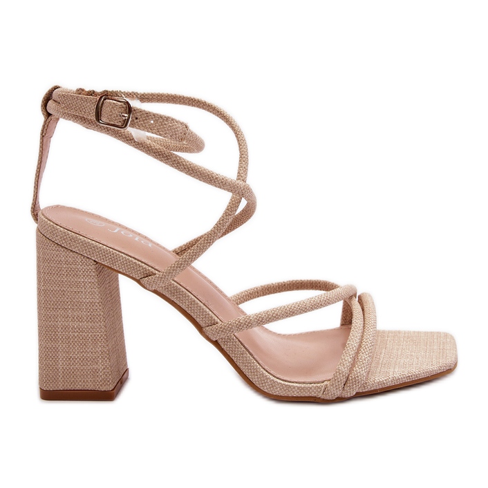 Beige Herfiana högklackade sandaler med remmar