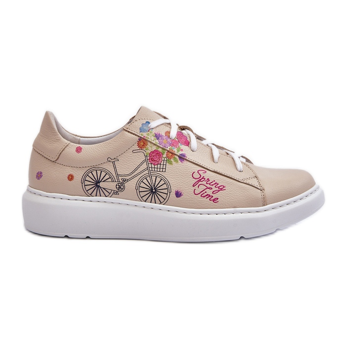 Zazoo 024/TAMARA Sneakers i läder för kvinnor, Beige