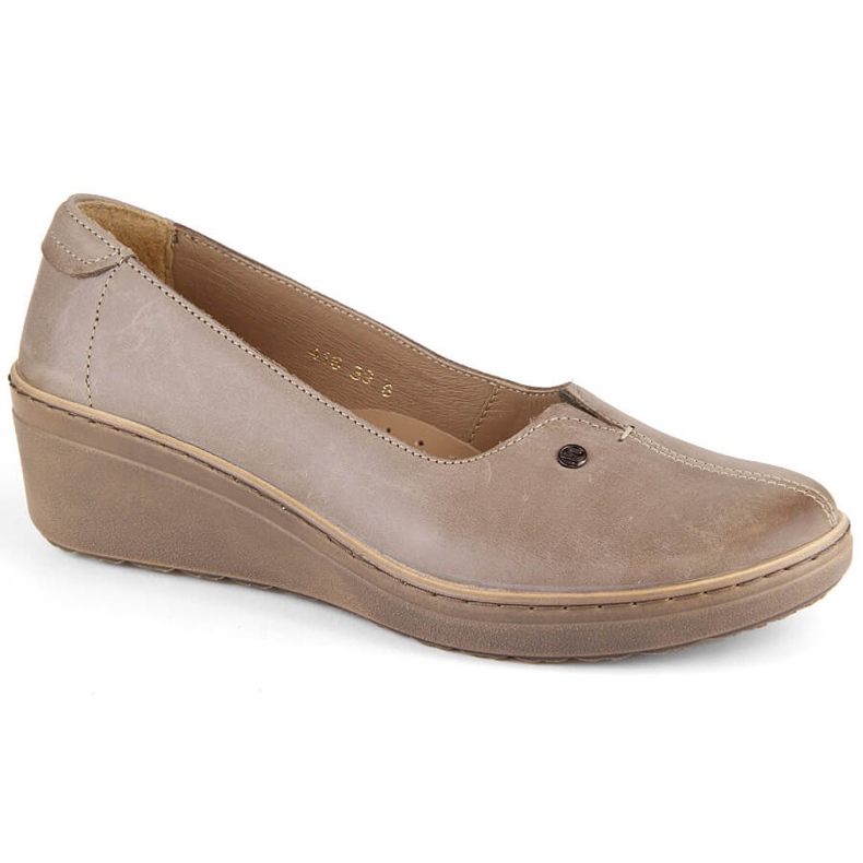 Skinnbekväma slip-on wedge skor för kvinnor, beige Helios 416.02