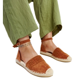 Bruna espadrillor med dekorativa Sonjabroderier
