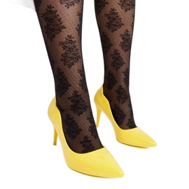 Gula patenterade högklackade Pauliina-stiletter