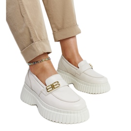 Ljusa beige läderskor, Karino mockasiner