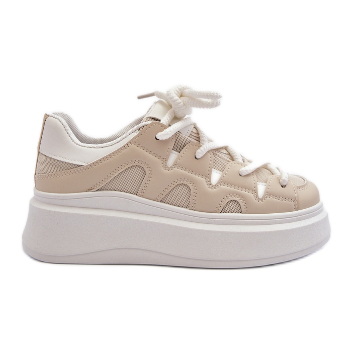 Damsneakers med tjock snörning Beige Vinali