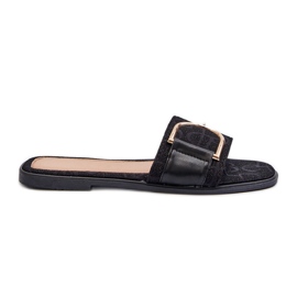 Blanka damflip-flops med dekorerade svarta toppar