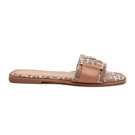 Blanka damflip-flops med brun tådekoration