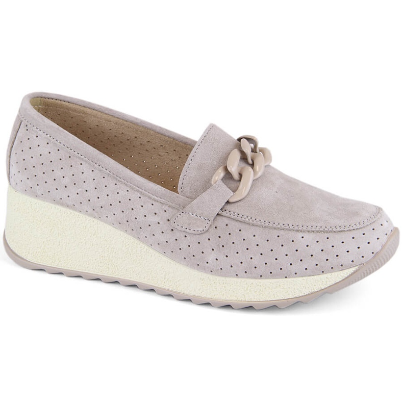 Beige lädermocka dam wedge skor Filippo DP6212