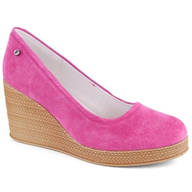 Lädermocka dam wedge skor fuchsia Filippo DP3521 rosa
