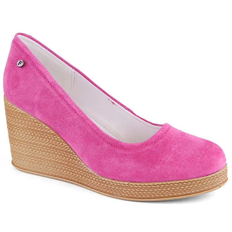 Lädermocka dam wedge skor fuchsia Filippo DP3521 rosa