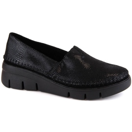 Glänsande svart läder slip-on wedge skor Filippo DP6161