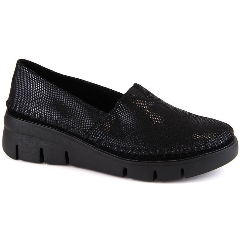 Glänsande svart läder slip-on wedge skor Filippo DP6161