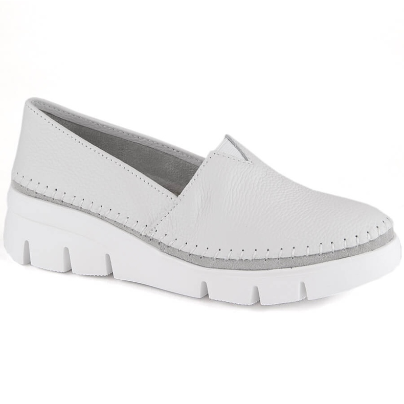 Slip-on wedge skor i läder för kvinnor, vita Filippo DP6161