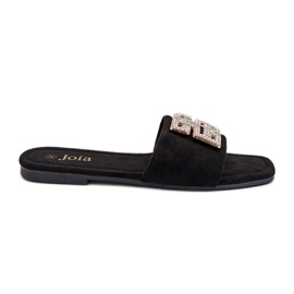 Plattklackade flip-flops för kvinnor med dekoration, svart Inaile