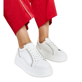 Karino vita läder sneakers med strass