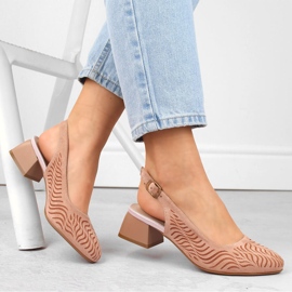 Lågklackade helklackade mockasandaler för kvinnor, rosa Jezzi RMR2263-4