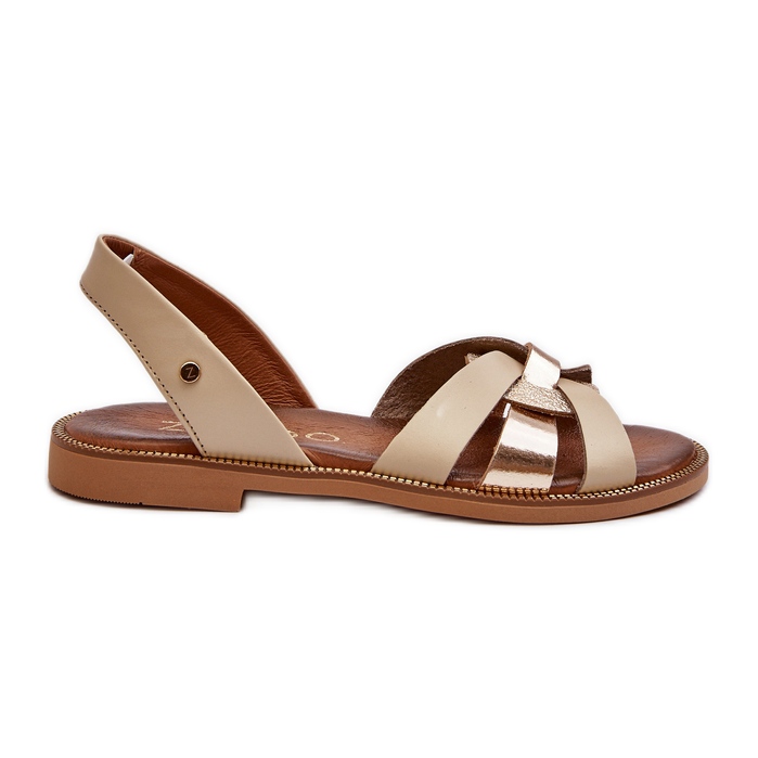 Zazoo 40382 Lädersandaler för kvinnor, beige