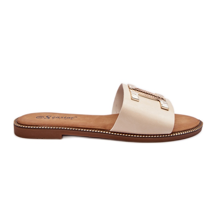Seastar Beige flip flops för kvinnor med dekoration Ollavia