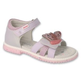 Befado barnsandaler med läderinlägg 170X096 lila med applikation purpur