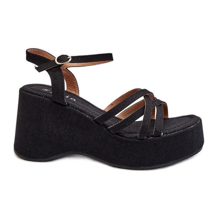 Svarta Oporia Platform och Wedge Sandaler