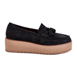 Kvinnors Mockasiner På En Plattform Med Fransar, Svart Mialani