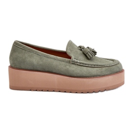 Kvinnors Mockasiner På En Plattform Med Fransar, Grön Mialani