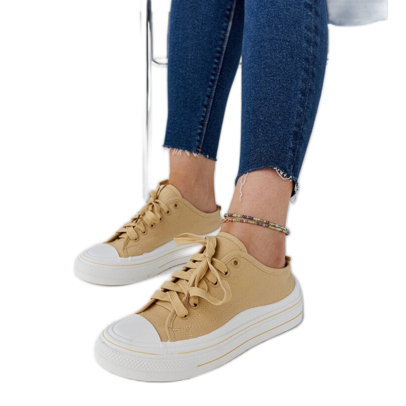 Beige Fiori plattformssneakers