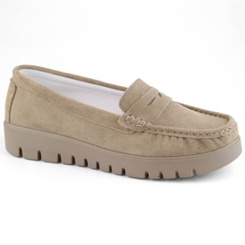 Lädermockaskor dam slip-on mockasiner beige Filippo DP6045
