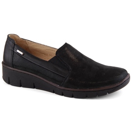 Bekväma slip-on skor för kvinnor i läder, svarta Helios 350.015.011