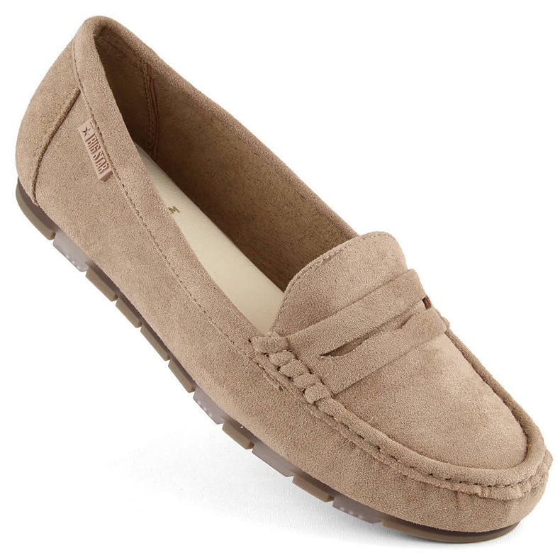 Bekväm beige mocka dammockasiner Big Star NN274930